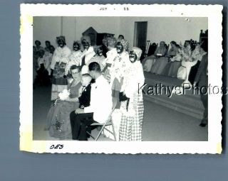 Found B&w Photo F,  5898 Women Posed With Face Painted Black,  Others Sitting