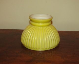 Vintage Yellow Glass Lamp Shade Hurricane Oil Ribbed 5 7/8 " Base 4.  25 " T