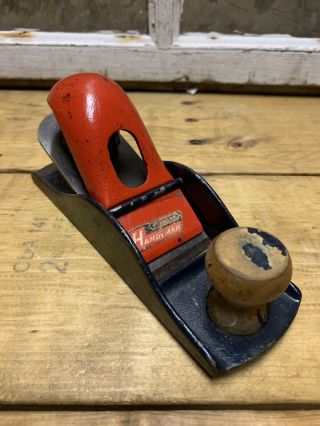 Vintage Stanley Handyman Planer Smooth Wood Hand Tool Usa Old Carpenter Decor