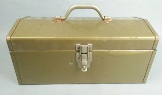 Vintage Pea Green Metal Tool Box W/ Tray