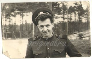 Photo 1970 Soviet Army Soldier,  Military Handsome Man Guy Smile Vintage