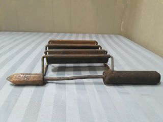 Vintage Copper Tipped Soldering Iron With 2 Cast Iron Trays