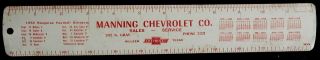 Metal Ruler Manning Chevrolet Co Killeen Texas - 1952 Kangaroo Football Schedule