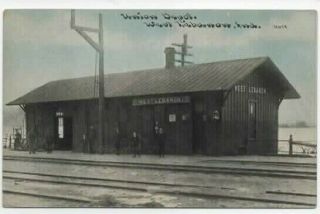 Union Depot,  Train Station In West Lebanon,  Indiana 1910s.  Scarce Card