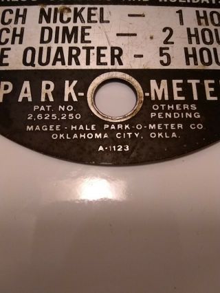 antique PARK - O - METER sign OKLAHOMA CITY 2