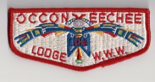 Boy Scout Oa Flap,  Occoneechee Lodge 104 North Carolina S - 2 Flap,  Lt.  Pink Face