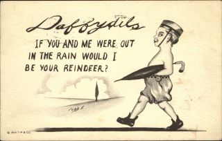 Daffydils Comic Would I Be Your Reindeer? Umbrella Artist Cobb Shinn Mailed 1912