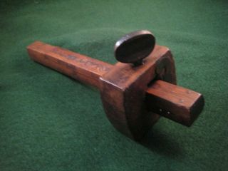 Antique Vintage All Wood Marking Gauge Tool W/ Metal Thumb Screw - C 1910
