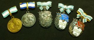 Russian Soviet Maternal Glory Order Motherhood Medal Full Set Silver Ussr