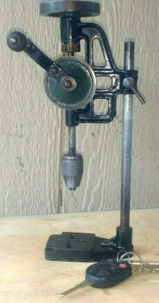 Vintage Hand Cranked Jewelers,  Watchmakers Drill Press On Stand.  440/2