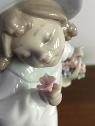 Lladro Porcelain Figurine 6683 Romance Girl With Flower Basket Statue Retired 7
