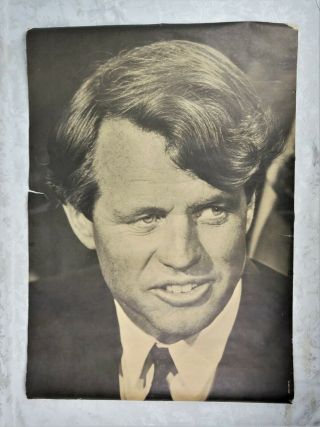 Vintage Mid C 1968 Ron Galella Black And White Bobby Kennedy Poster Photo Print