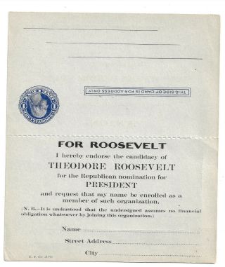1912 Humboldt Co Ca Folding Postcard I Endorse Teddy Roosevelt As Gop President