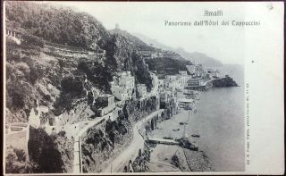 Early 1900’s Postcard Panoramic View Hotel De Cappuccini Amalfi Italy
