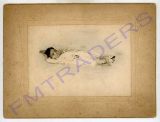 Antique Photo,  C1900,  Little Girl,  Post Mortem? Laying Peaceful,  8x8 Mount P67
