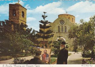 Cyprus Postcard Famagusta St Barnabas Monastery Icon Painter Monks Nagele C1973