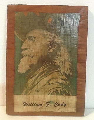 William Frederick " Buffalo Bill " Cody Picture Mounted On Wood Plaque Americana