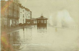 Rp Penzance Parade Flooded By Rough Sea Real Photo Cornwall 1913