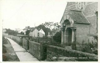Rp Meare Congregational Church & Street Somerset Whitby,  Light Real Photo C1930
