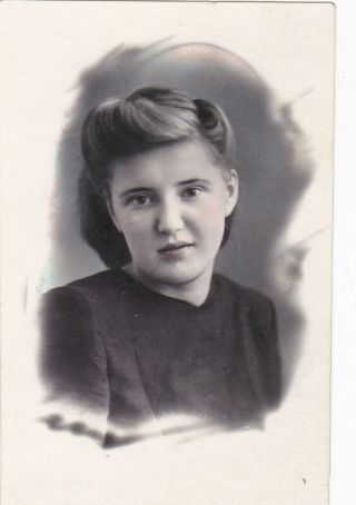 1950 Pretty Young 18yo Girl Woman Fashion Old Hand Tinted Russian Soviet Photo