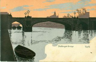 Pc York Skeldergate Bridge Silhouette Novelty Card Posted 1905 Yorkshire