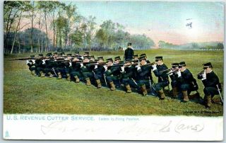 1907 U.  S.  Revenue Cutter Service Postcard " Cadets In Firing Position " Tuck 