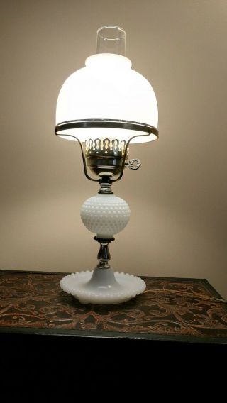 Vintage Eagle Co.  Milk Glass Hobnail Electric Lamp 19 Inch