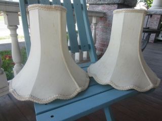 2 Vintage Vanity Lamp Clip On Shades - Ivory,  Bell Shape