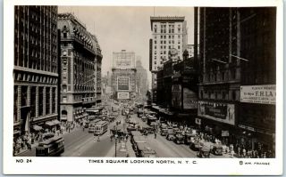 York City Rppc Postcard " Times Square Looking North " Wm Frange Photo 24