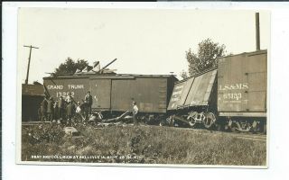 Bellevue Ia Iowa Rppc Postcard Train Wreck Head End Collison Sept 28 1913