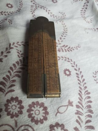 Merit 132 Vintage Boxwood Folding Ruler W/ Brass Caliper Antique Carpentry Tool