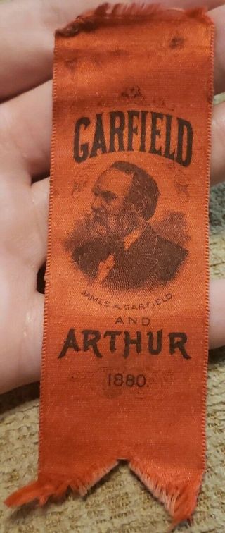 Scarce 1880 President James Garfield Chester Arthur Political Campaign Ribbon
