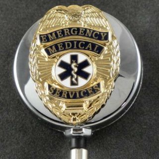Ems Emergency Medical Services Rescue Retractable Id Holder Badge Reel Chrome