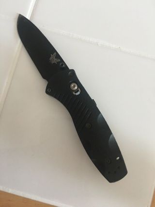 Benchmade Mini Barrage 585 Knife Plain Edge Drop - Point Black Finish Black Handle