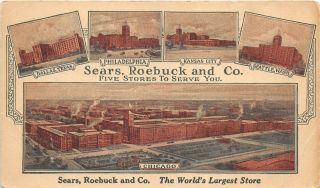 Sears Roebuck & Co Largest Department Store C1915 Advertising Postcard Chicago