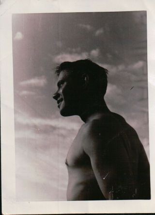 Handsome Shirtless Man Gazing Out Into The Sky 1960s