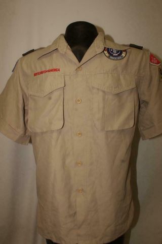 Bsa Boy Scouts Of America Youth Large Uniform Shirt Tan Circle Ten Texas