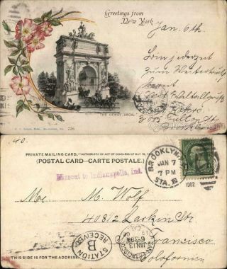 1902 Pmc York City,  Ny The Dewey Arch Kropp Postal History Postcard 1c Stamp