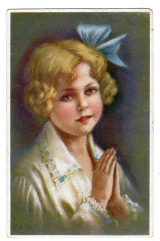 A/s E.  Frank Cute Girl With Bow In Hair Praying A1004