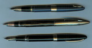 Three Vintage Sheaffer Triumph & Tuckaway Fountain Pens (14k Gold Nibs)