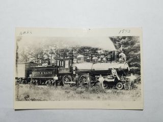 Vintage 1926 - 1940 Real Photo Postcard Railroad B&m Steam Locomotive