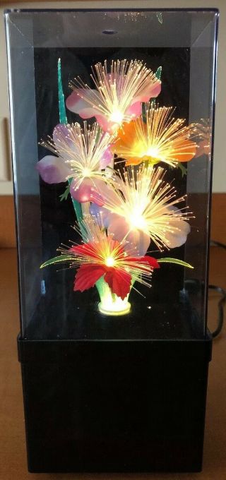Vintage Fiber Optic Flower Color Changing Lamp Light 1989
