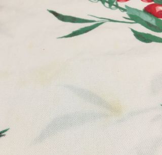 Vtg Heavy Cotton Print Tablecloth Cherries Cherry Blossoms Overall 64x53 