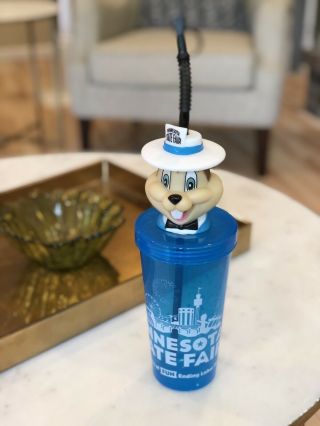 Minnesota State Fair Gopher Tall Plastic Cup W/ Straw