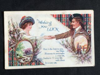 Vintage Collectable Post Card - Early 1900s - Scottish - Wishing You Luck