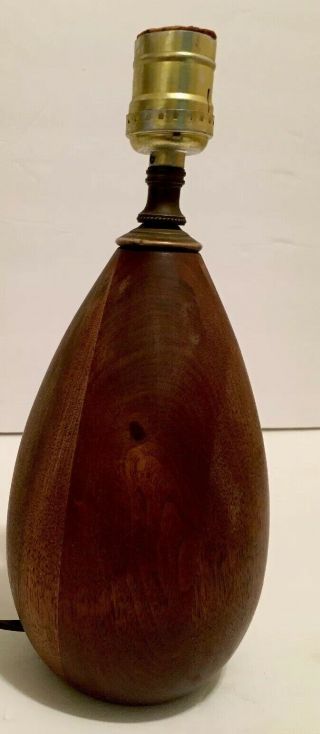 Vintage Lustig Mcm Mid Century Modern Danish Wood Table Lamp Signed