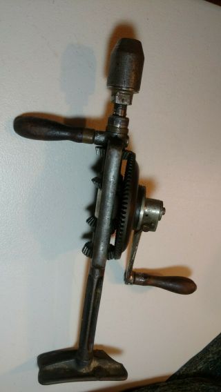 Vintage Yankee No.  1555 Brace Drill With 3 Jaw Chuck,  Speed And Crank Adjustments