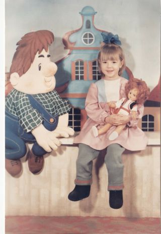 1980s Cute Little Girl With Doll Toy Carlson Fashion Old Soviet Russian Photo