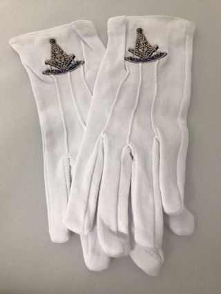 Masonic Freemasons Past Master Embroidered Dress Gloves