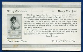Santa Anna Texas Tx W R Kelley & Co Christmas Years Greetings 1913 Postcard